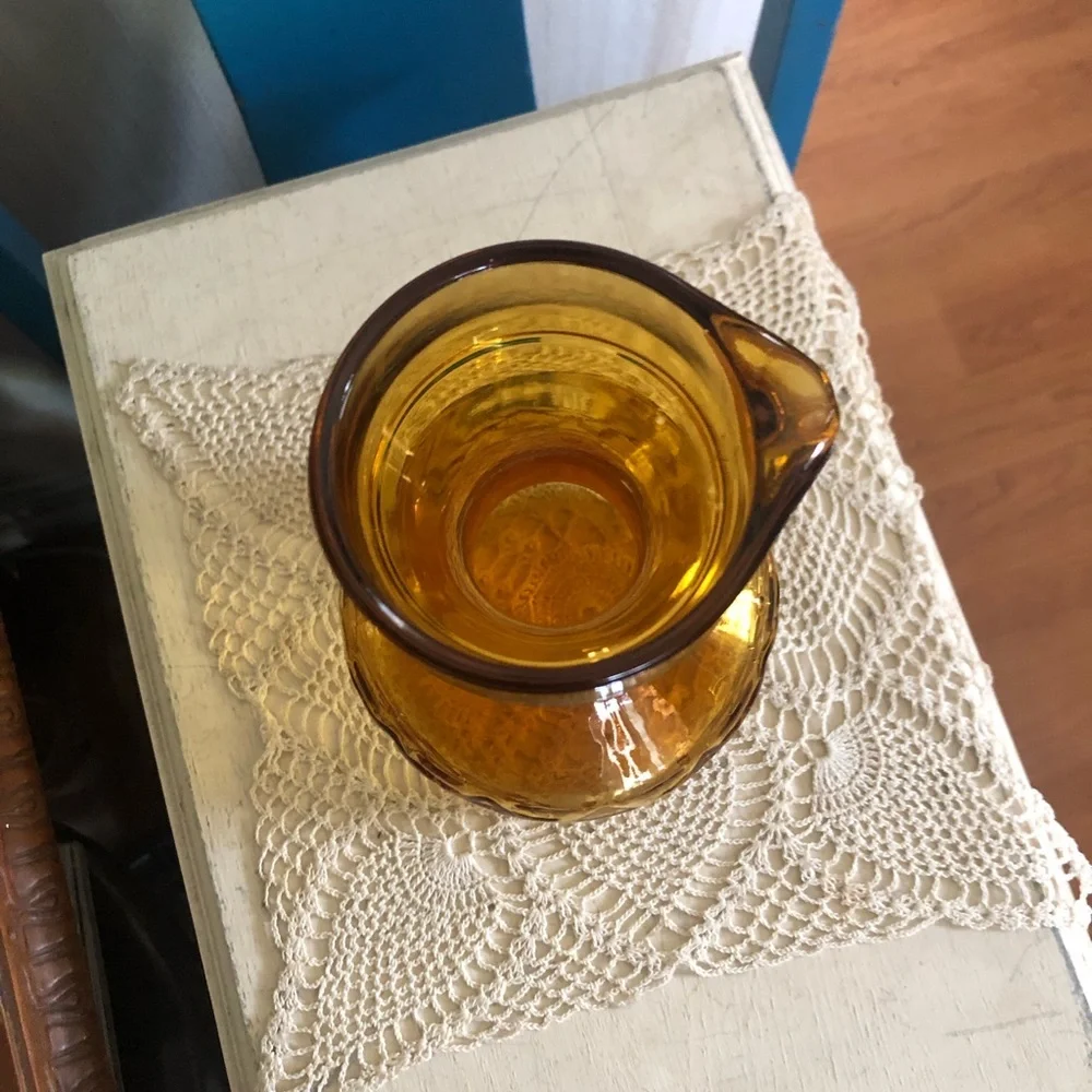 Vintage Amber Glass Carafe Pitcher